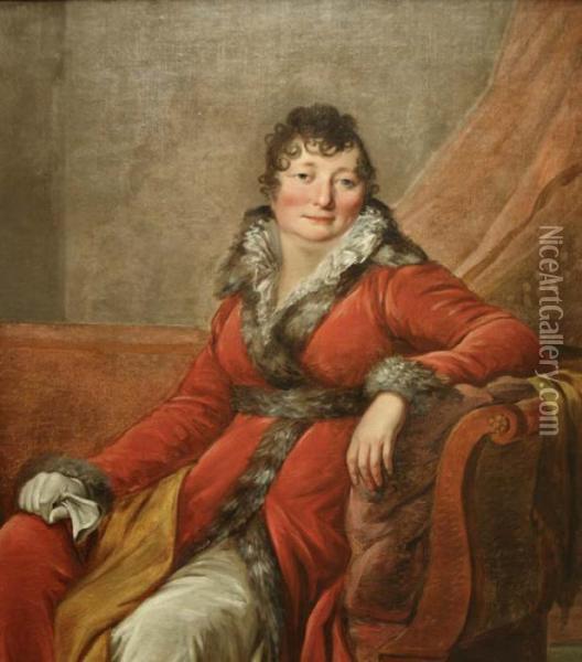 Portrait De Dame Assise Dans Une Meridienne Oil Painting - Antoine-Jean Gros