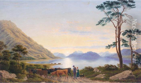 Ben-na-bear And The Mountains Of
 Ardgour, As Seen Across Loch Linnhe, From Balachulish, Scotland Oil Painting - William Turner