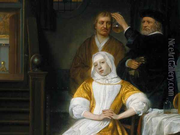 The Anaemic Lady [detail #1] Oil Painting - Samuel Van Hoogstraten