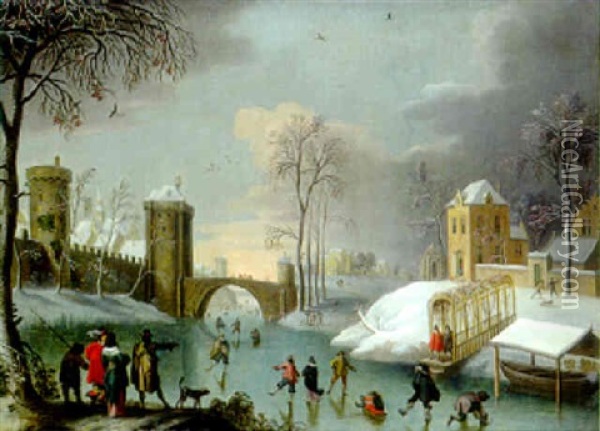 Les Joies De L'hiver Oil Painting - Jacques Fouquieres