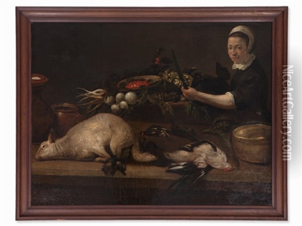 In The Kitchen Oil Painting - Pieter Cornelisz van Rijck