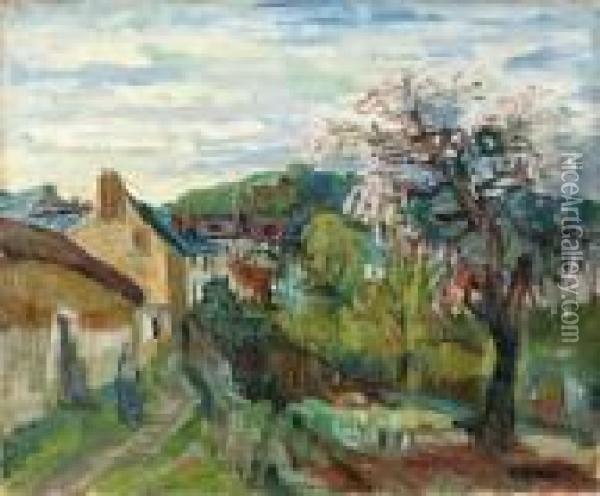Village. Oil Painting - Henri Epstein