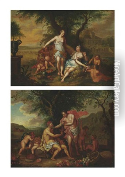 An Allegory Of Autumn (+ An Allegory Of Summer; Pair) Oil Painting - Franz Christoph Janneck
