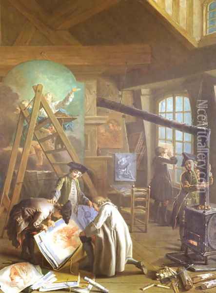 Interior of an Artists Studio Oil Painting - Etienne Jeaurat
