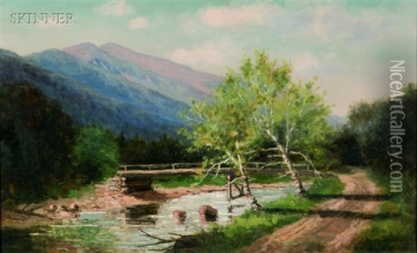 Mt. Washington And Ellis River, Jackson, New Hampshire Oil Painting - Frank Henry Shapleigh