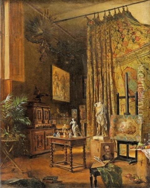 Z Malirskeho Atelieru Oil Painting - Hugo Charlemont
