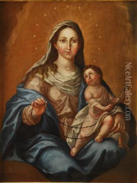 Nuestra Senora Del Rosario Oil Painting - Jose De Campeche