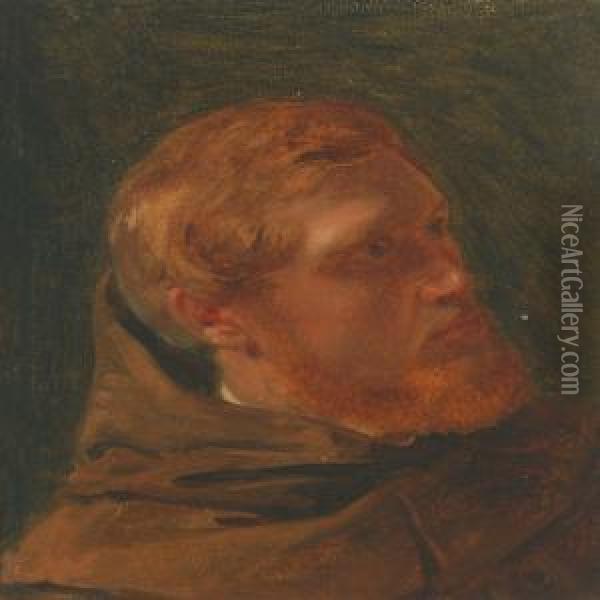 Portrait Of A Young Monk Oil Painting - Constantin Hansen