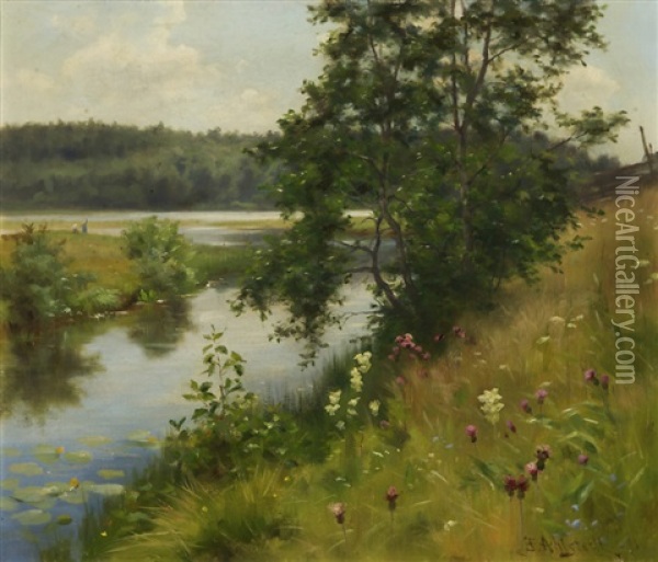 Summer Landscape Oil Painting - Fredrik Ahlstedt