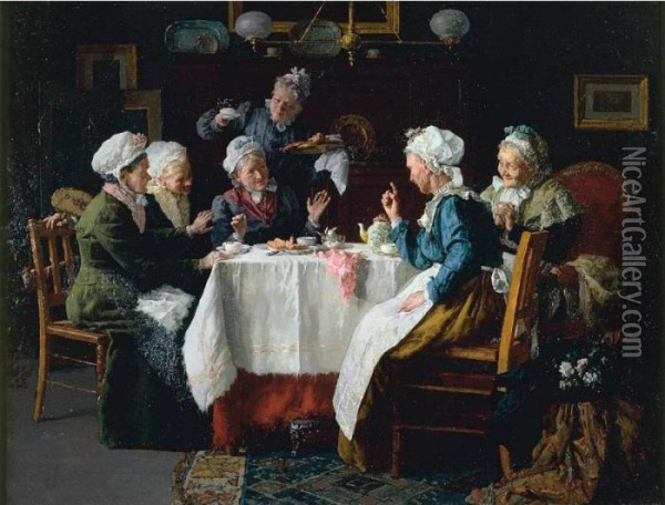 Tea Party Oil Painting - Louis Charles Moeller