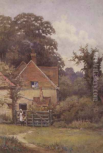 A Cottage on the Felday Road at Abinger Hammer Oil Painting - Arthur Waite