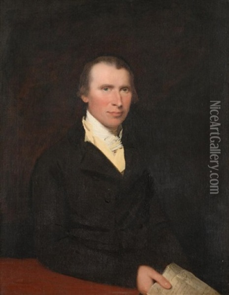 Portrait Of A Gentleman, Half Length Holding A Document Oil Painting - Sir Henry Raeburn