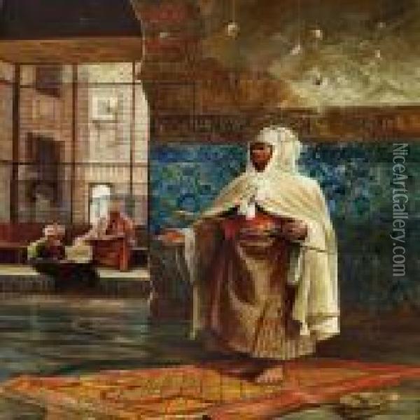An Arab Praying In The Mosque Oil Painting - Rudolph Ernst