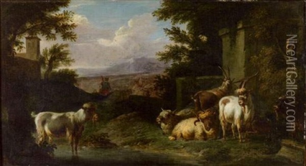 Berger Et Son Troupeau Dans Un Paysage Oil Painting - Philip James de Loutherbourg