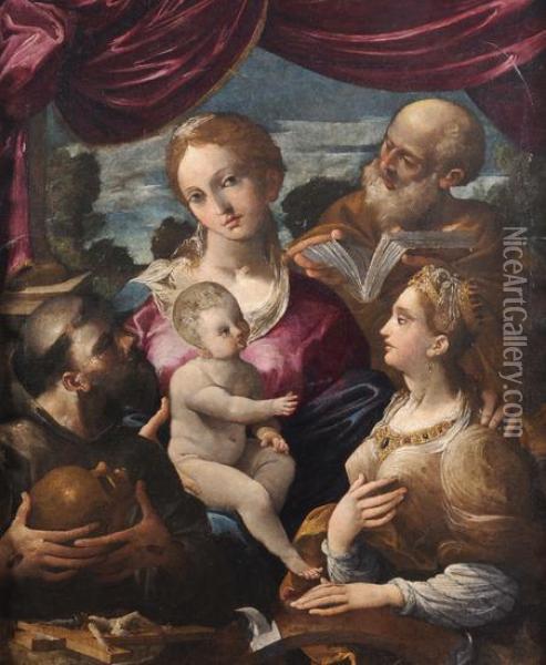 Matrimonio Mistico Di Santa Caterina Oil Painting - Annibale Castelli