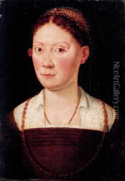 Portrait Of A Lady Wearing A Brown Dress Oil Painting - Sofonisba Anguissola