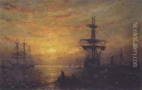 Evening Seascape Oil Painting - William Adolphus Knell