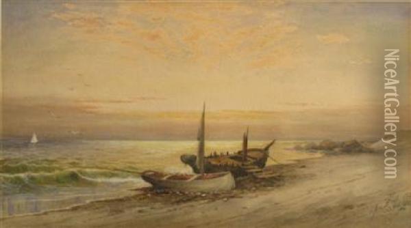 Two Boats Ashore Oil Painting - John Augustus Beck