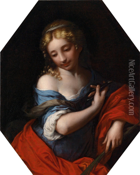 Santa Apollonia Oil Painting - Antonio Lucchese Franchi