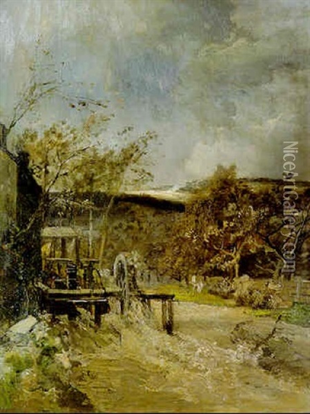 The Watermill Oil Painting - Emil Jacob Schindler