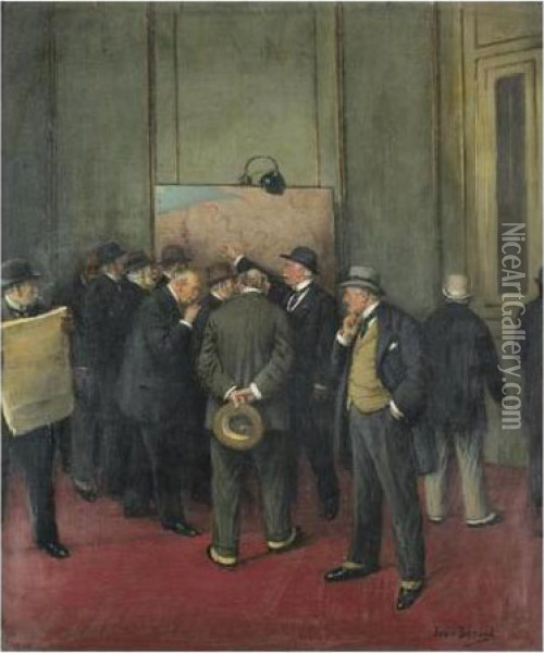 Le Communique Oil Painting - Jean-Georges Beraud