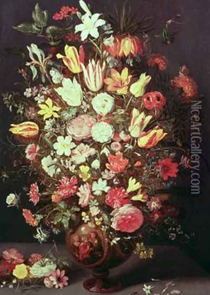 Flowers in a vase Oil Painting - Phillipe de Marlier