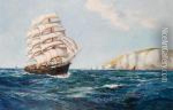 A Clipper Under Full Sail Off Theneedles Oil Painting - Daniel Sherrin