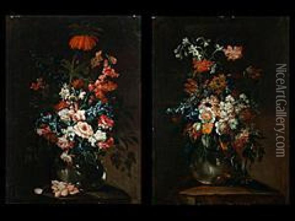 Blumenstilleben In Vasen Oil Painting - Felice Fortunato Biggi Dei Fiori