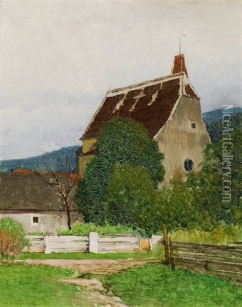 Parish Garden (parish Church At Rabenstein At The River Pielach) Oil Painting - Ferdinand Brunner