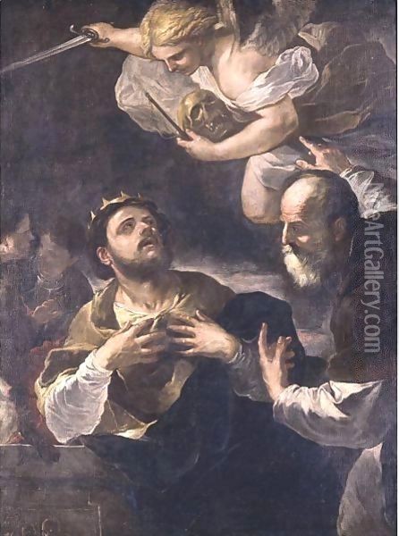 The Prophet Gad Offering King David The Choice Of Three Punishments Famine, Civil War Or Plague Oil Painting - Luca Giordano