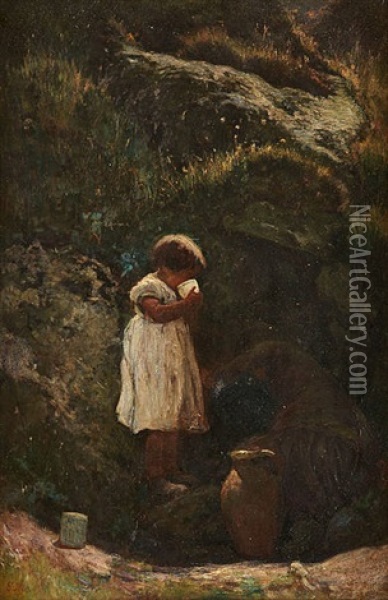 L'enfant A La Source Oil Painting - Sipke (Cornelis) Kool