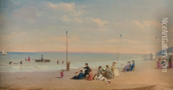 A Day At The Beach Oil Painting - Conrad Wise Chapman