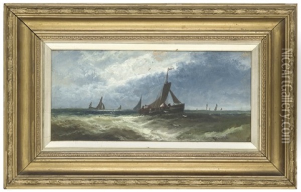 Fishing Boats In Choppy Waters (+ 2 Others; Set Of 3 Works) Oil Painting - William Hale