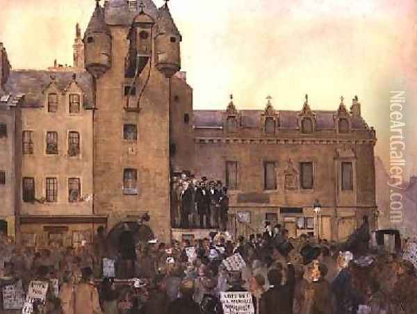 Before the Ballot Act Canongate Tolbooth Edinburgh 1884 Oil Painting - J. Little
