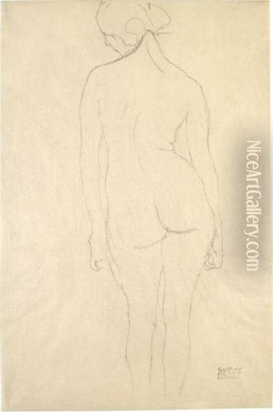 Stehender Ruckenakt, Etwas Nach Links Oil Painting - Gustav Klimt