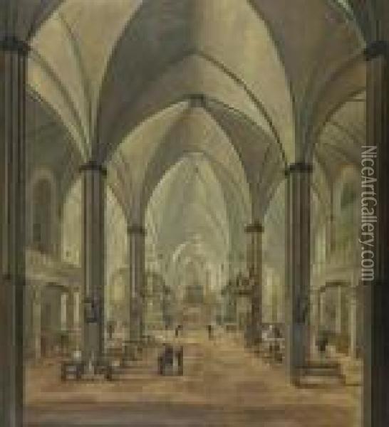 Kircheninterieur Mit Figuren. 1787. Oil Painting - Christian Stocklin