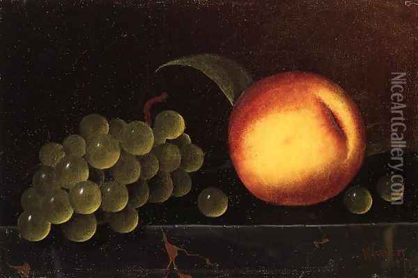 Peaches and Grapes Oil Painting - William Michael Harnett