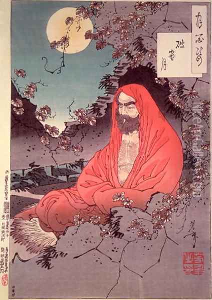 Meditation by moonlight Oil Painting - Tsukioka Yoshitoshi
