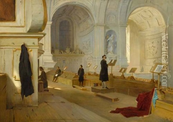 Bach Und Friedrich Der Grosse Oil Painting - Hermann Kaulbach