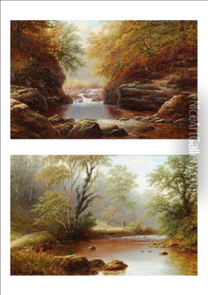 Bolton Woods, Yorkshire (+ On The Greta, Ingleton; Pair) Oil Painting - William Mellor
