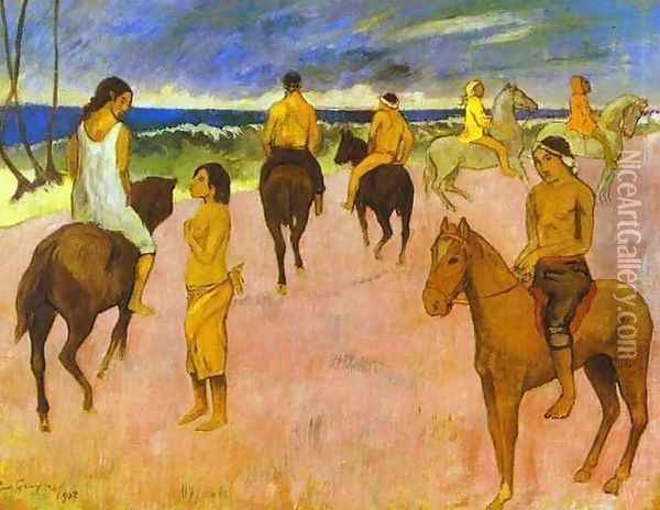 Horsemen On The Beach Oil Painting - Paul Gauguin