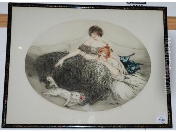 Signed Inpencil Oil Painting - Louis Icart