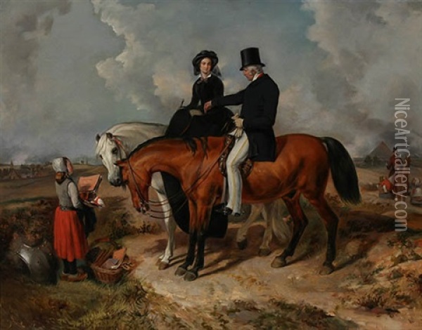 Queen Victoria And Wellington At Waterloo Oil Painting - Richard Barrett Davis