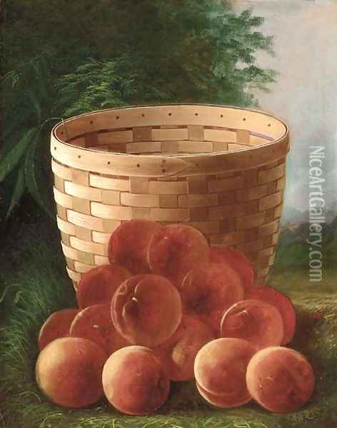 Peaches by a Basket Oil Painting - Carducius Plantagenet Ream