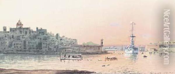 Grand Harbour, Valetta, Malta Oil Painting - Vincenzo D Esposito