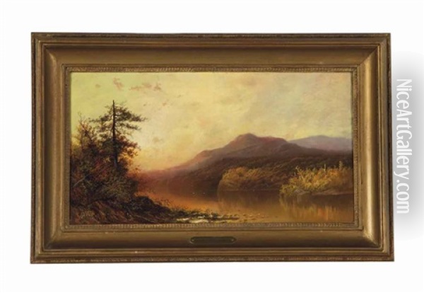 Sunset On The Hudson Valley Oil Painting - Charles H. Chapin