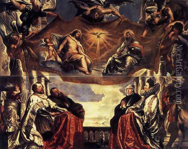 The Gonzaga Family Worshipping the Holy Trinity 1604-05 Oil Painting - Peter Paul Rubens