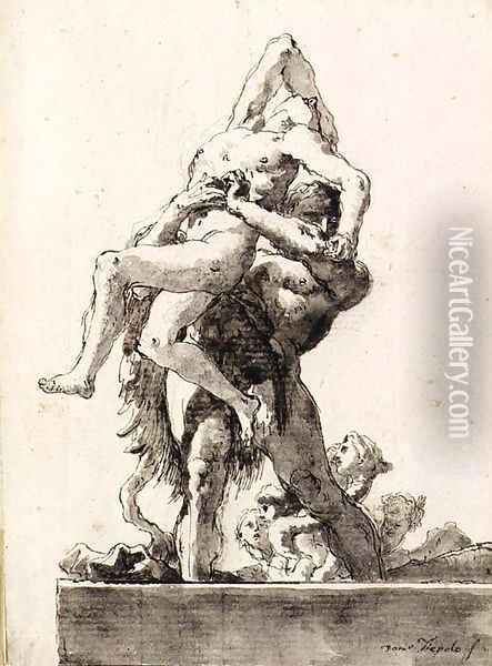 Hercules and Antaeus 3 Oil Painting - Giovanni Domenico Tiepolo