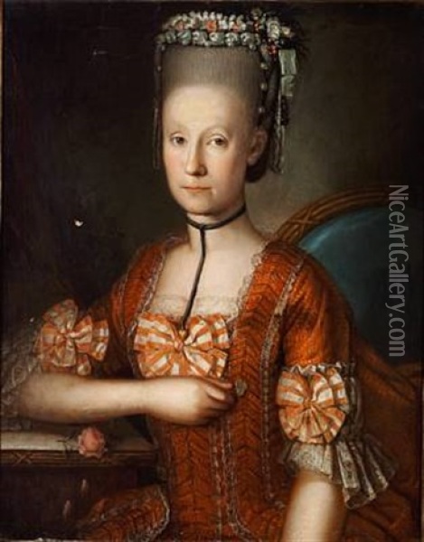 Portrait Of Sophie Louise Charlotte Baden, Nee Klenow (+ Professor Jacob Baden; Pair) Oil Painting - Georg Mathias Fuchs
