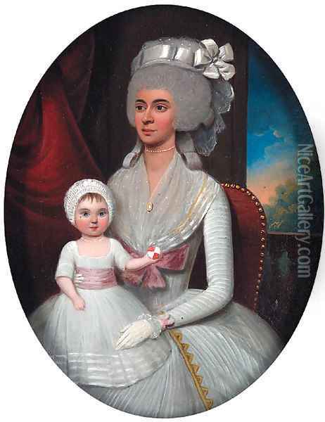 Group Portrait of a Mother and Child Oil Painting - Francis Alleyne